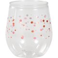 Creative Converting Rosé All Day Polka Dots Plastic Stemless Wine Glass, 14oz, 6PK 340040